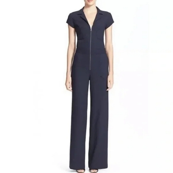 L'Agence Ella Navy Blue Wide-Leg Jumpsuit - Picture 1 of 12